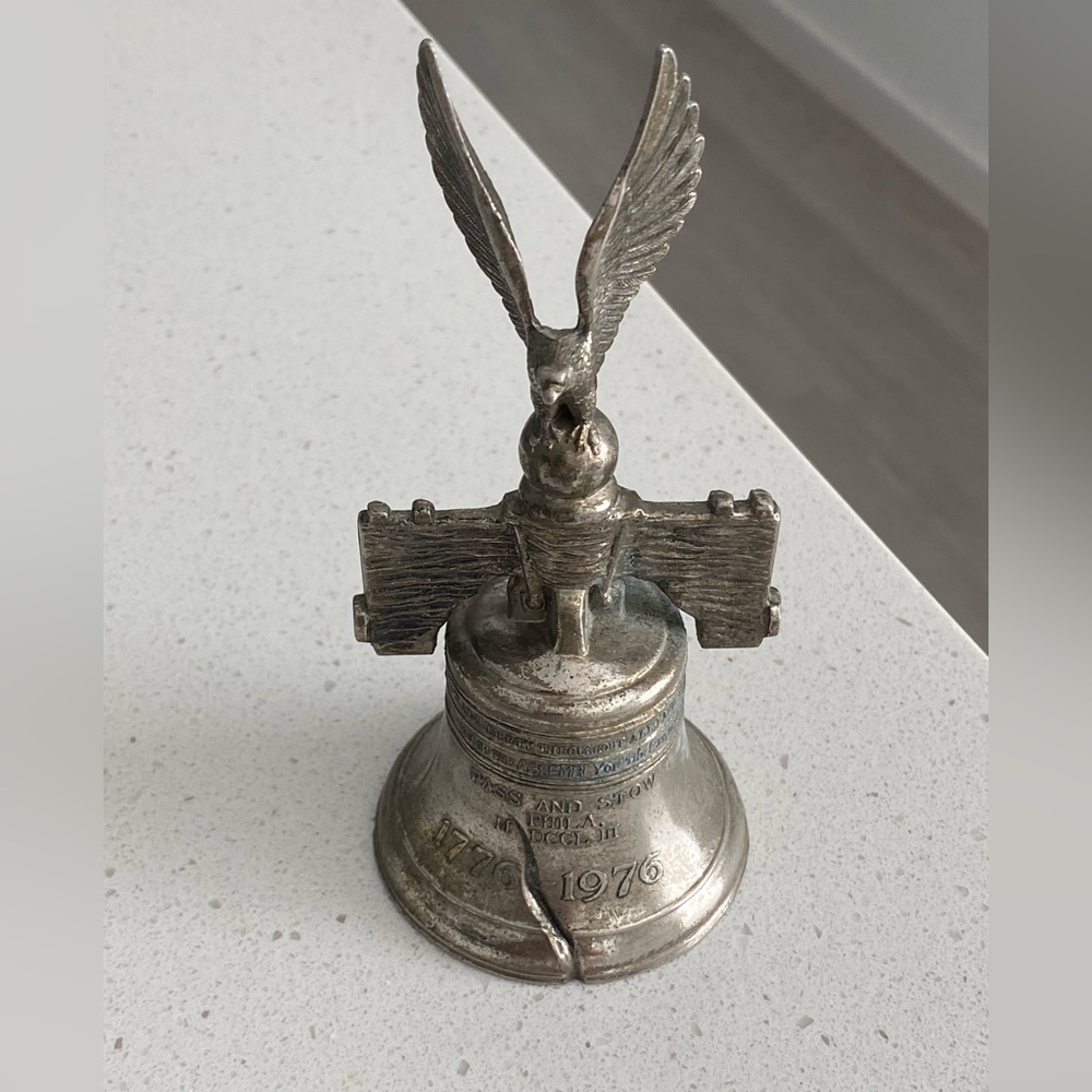 Amazing Gorgeous Elegant Vintage Novelty Collectible Large Silver "LIBERTY BELL"